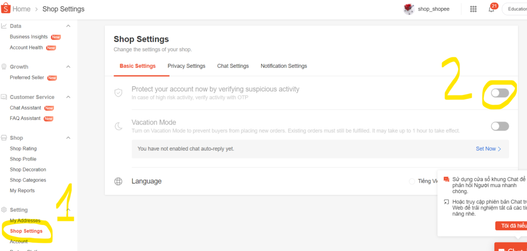 how to disable OTP Shopee