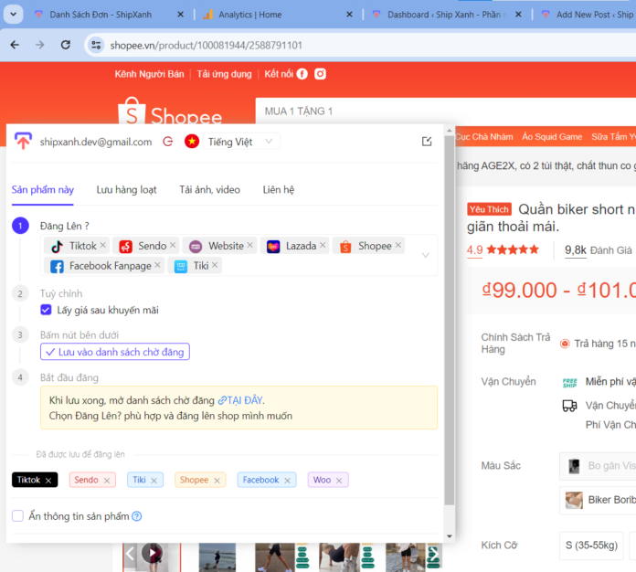 Copy sản phẩm từ Shopee đối thủ