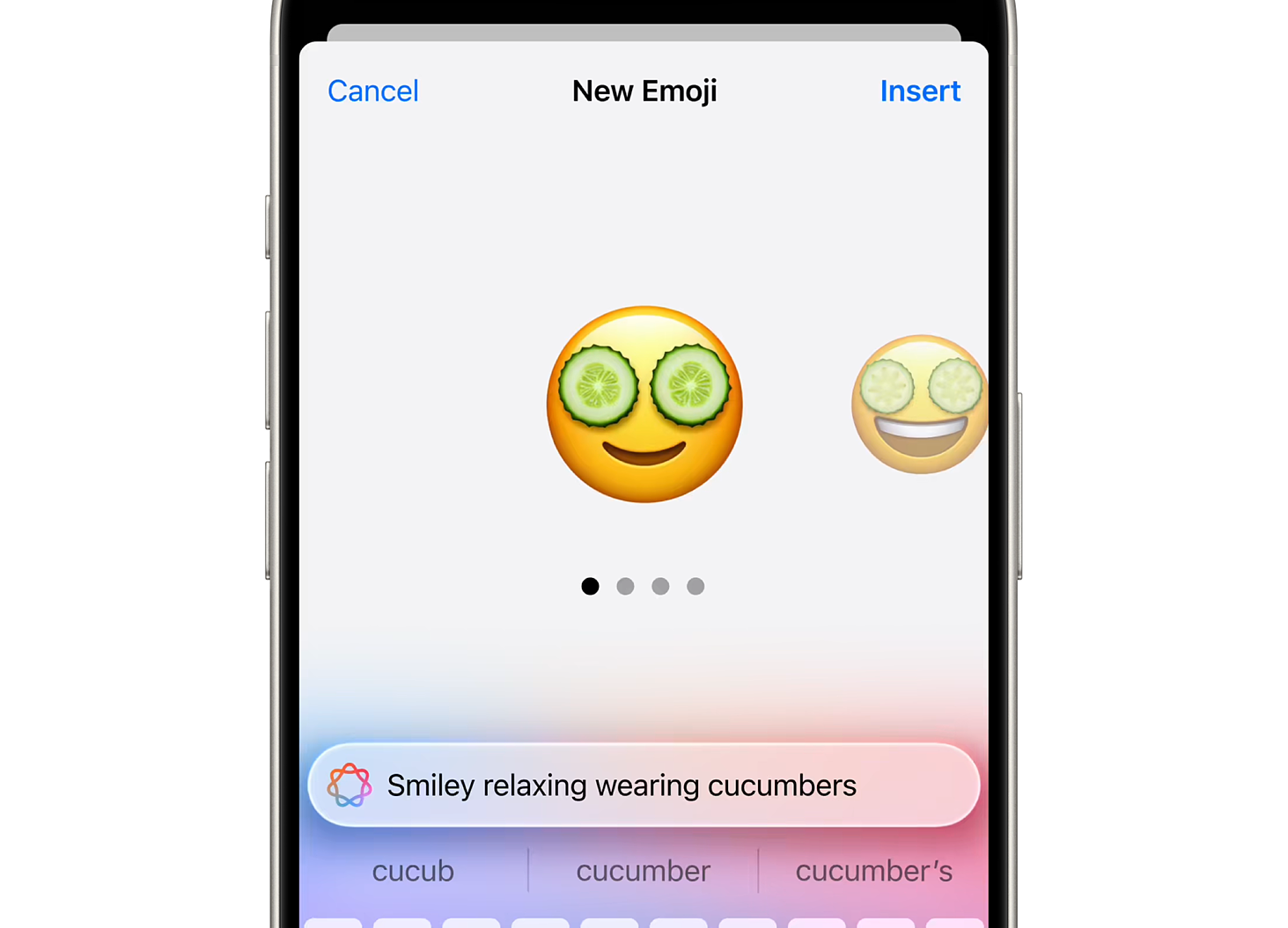 Người dùng tự tạo biểu tượng cảm xúc bằng cách đưa ra câu lệnh với Genmoji. Ảnh: Apple