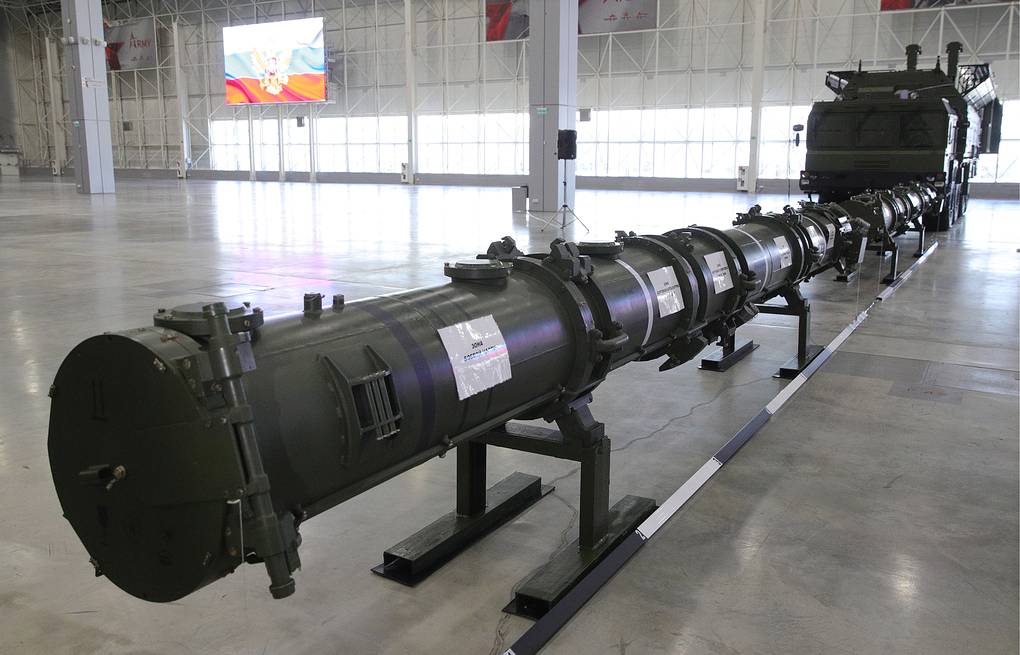 Ống chứa đạn kiêm bệ phóng tên lửa 9M729 được Nga công bố hồi năm 2019. Ảnh: TASS