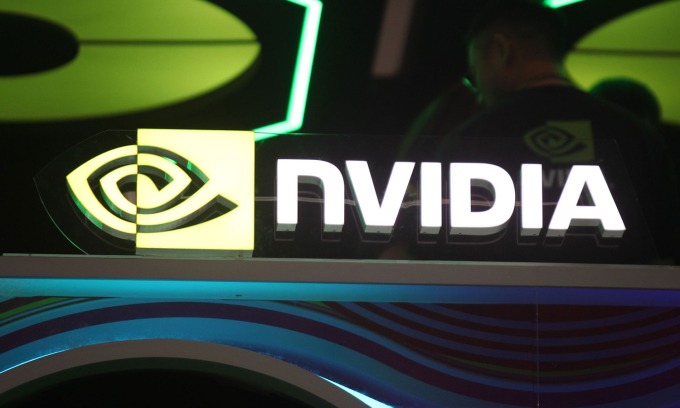 Logo Nvidia tại triển lãm Computex 2024, hôm 4/6 tại Đài Loan. Ảnh: Khương Nha