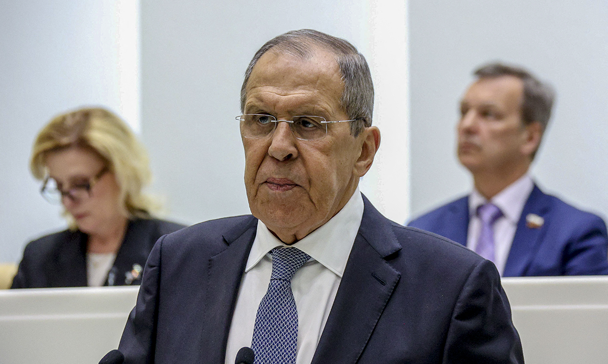 Ngoại trưởng Nga Lavrov tai cuộc họp của Hội đồng Liên bang, tức Thượng viện Nga, ở Moskva hôm 14/5. Ảnh: AFP