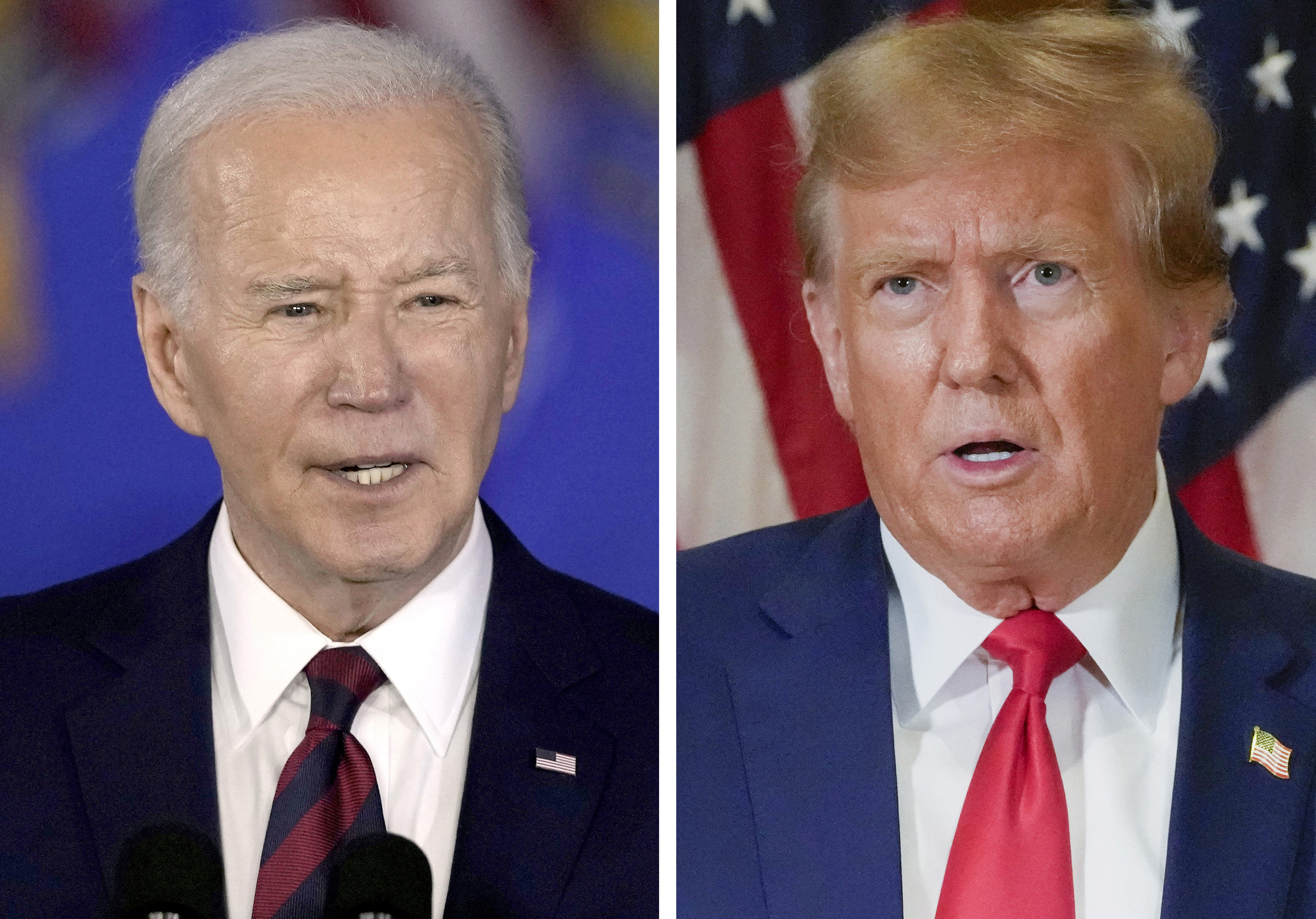 Tổng thống Mỹ Joe Biden (trái) và cựu tổng thống Donald Trump. Ảnh: AP
