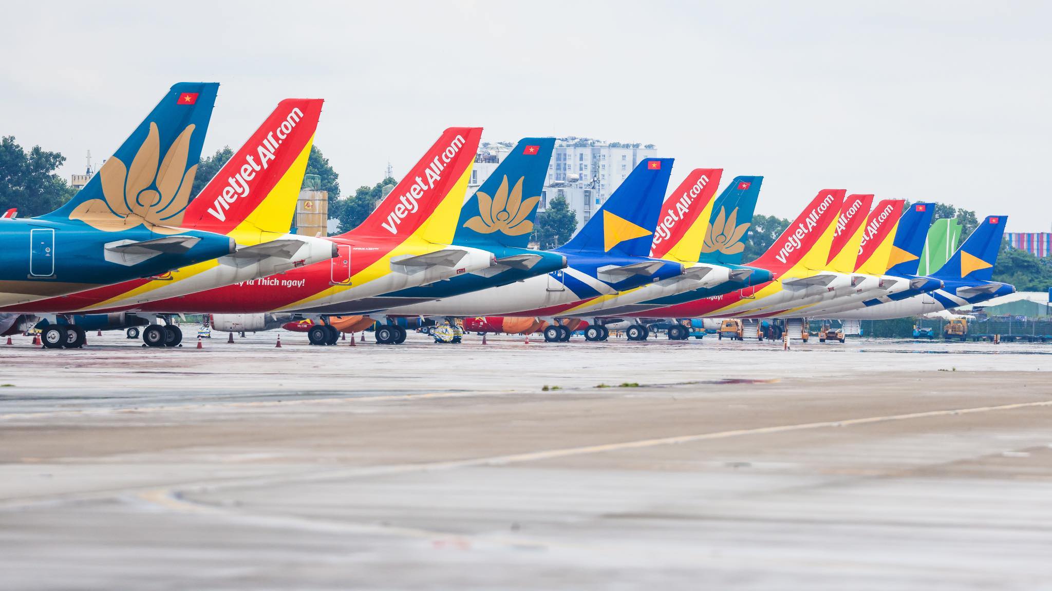 Đội tàu bay hiện giảm mạnh về số lượng do tình trạng khó khăn của một số hãng hàng không. Ảnh: Vietnam Airlines