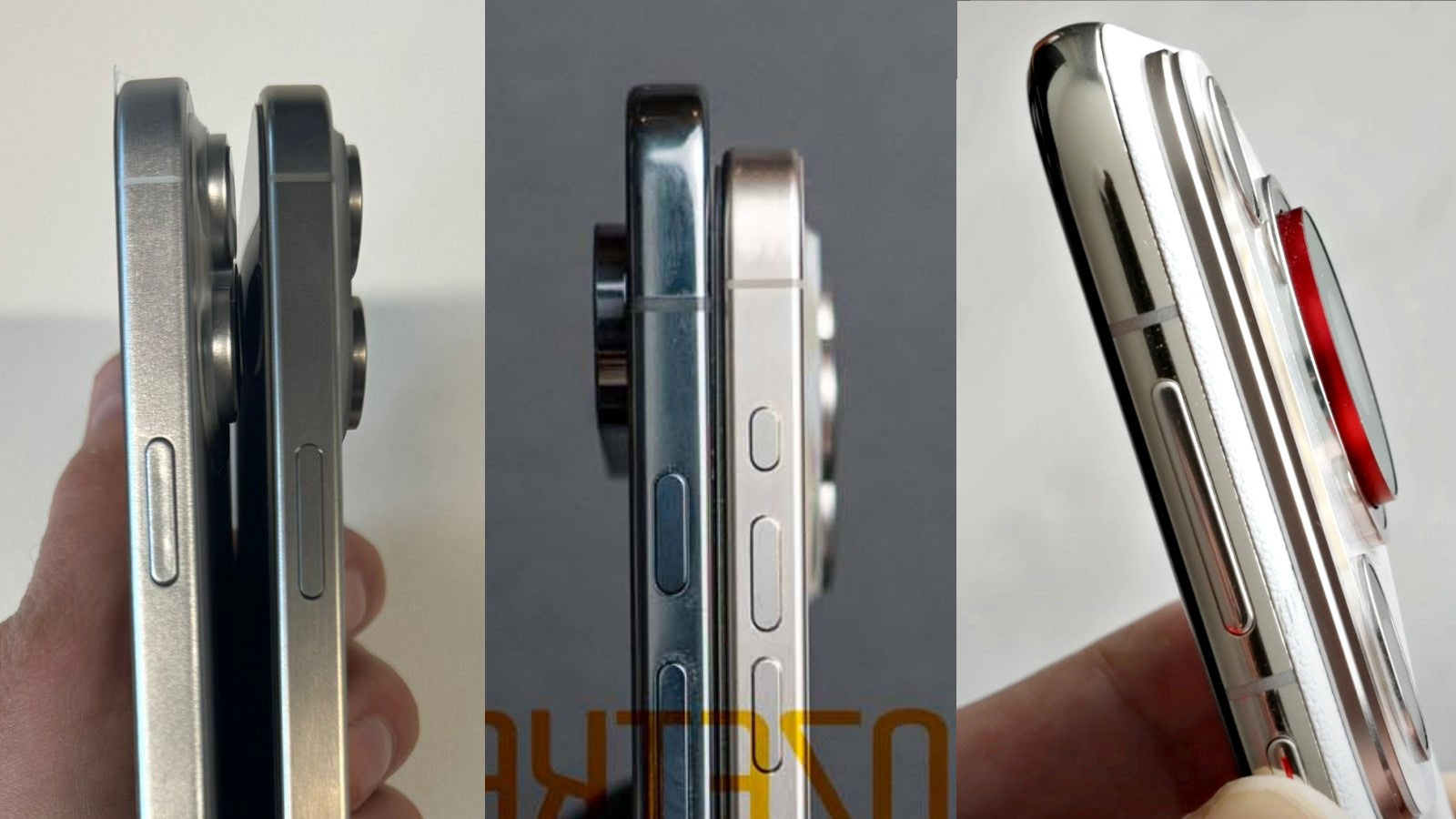 Từ trái sang phải: Mô hình iPhone 16 Pro Max; iPhone 15 Pro Max; Huawei P70 Ultra. Minh họa: Phone Arena