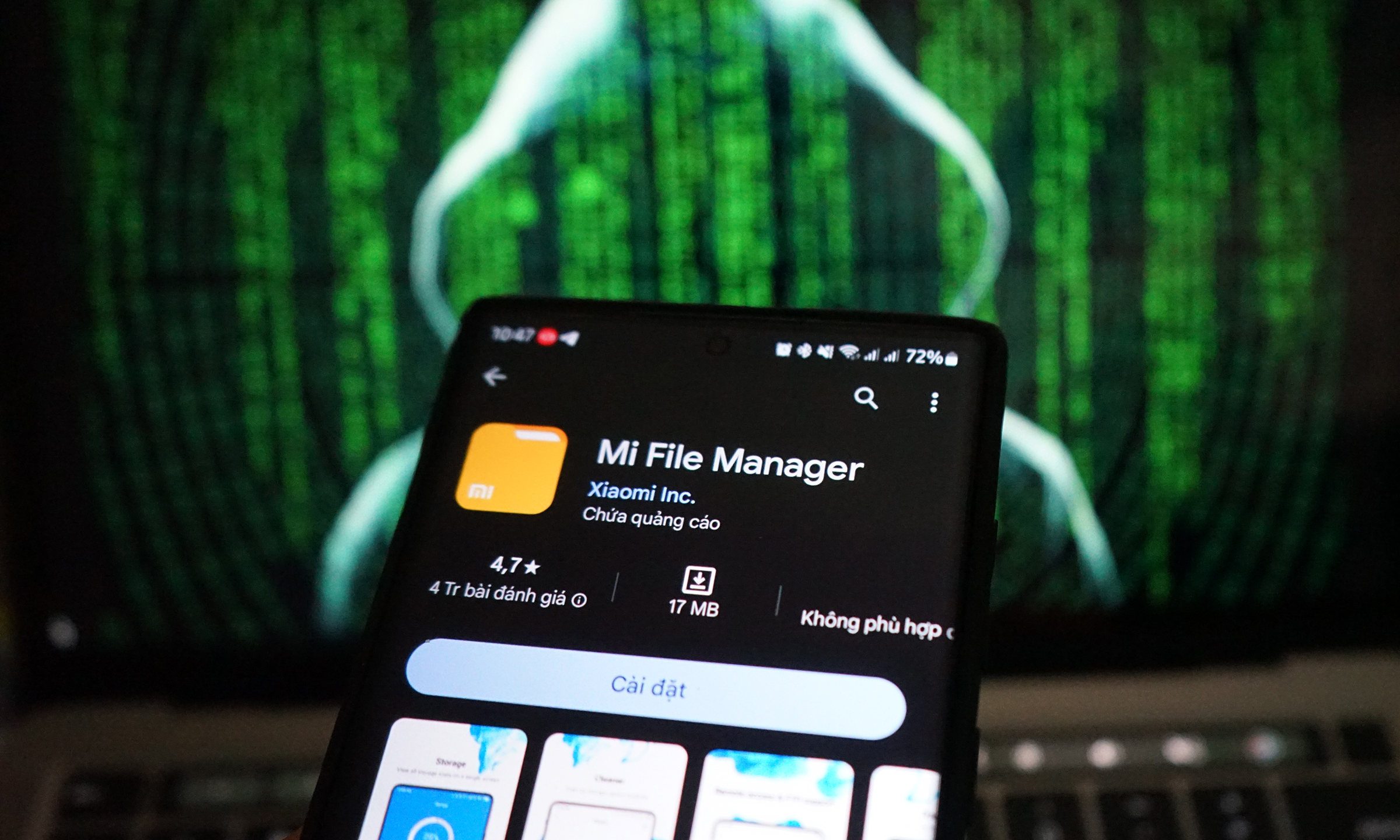 Ứng dụng Mi File Manager của Xiaomi hiển thị trên một smartphone. Ảnh: Như Phúc