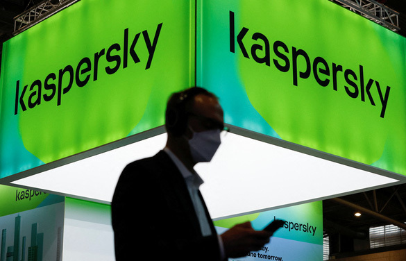 Gian hàng triển lãm của Kaspersky tại MWC 2022 ở Barcelona hồi tháng 2. Ảnh:Reuters