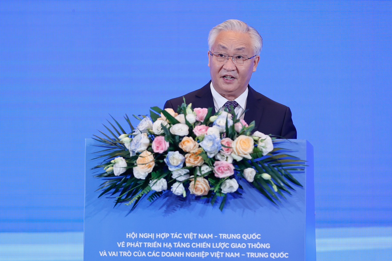 Phó thủ tướng Trung Quốc Trương Quốc Thanh phát biểu tại Hội nghị hợp tác phát triển hạ tầng chiến lược giao thông Việt Nam, sáng 27/6, tại Bắc Kinh, Trung Quốc. Ảnh: Đoàn Bắc