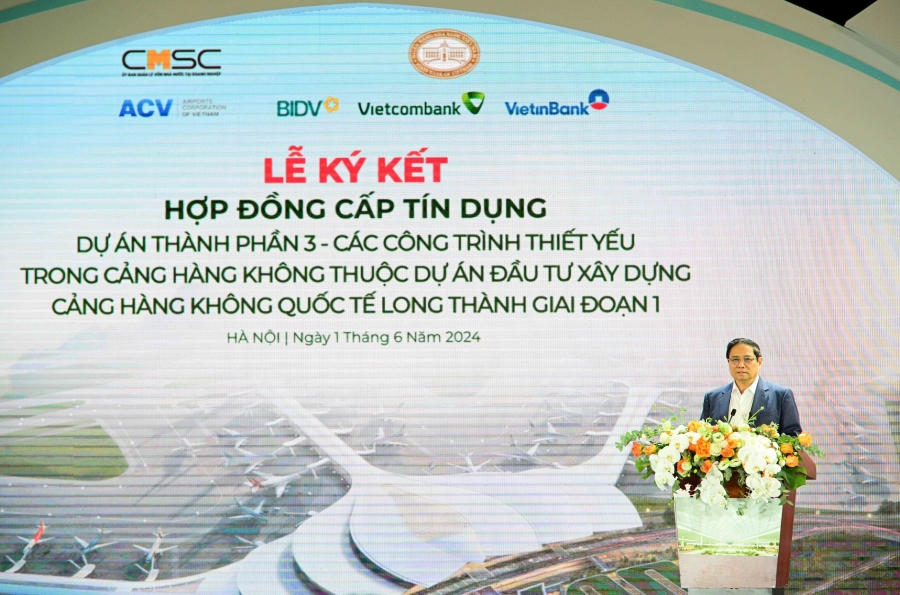 Thủ tướng Chính phủ Phạm Minh Chính phát biểu tại lễ ký kết. Ảnh: Vietcombank