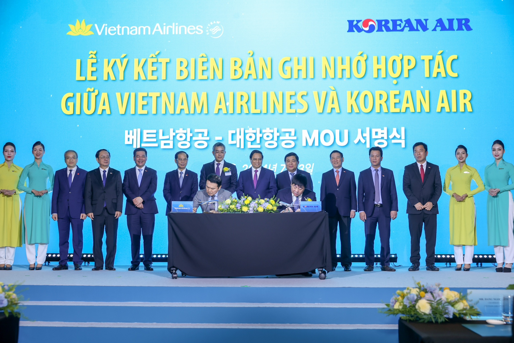 Vietnam Airlines và Korea Air ký kết biên bản hợp tác. Ảnh: Vietnam Airlines
