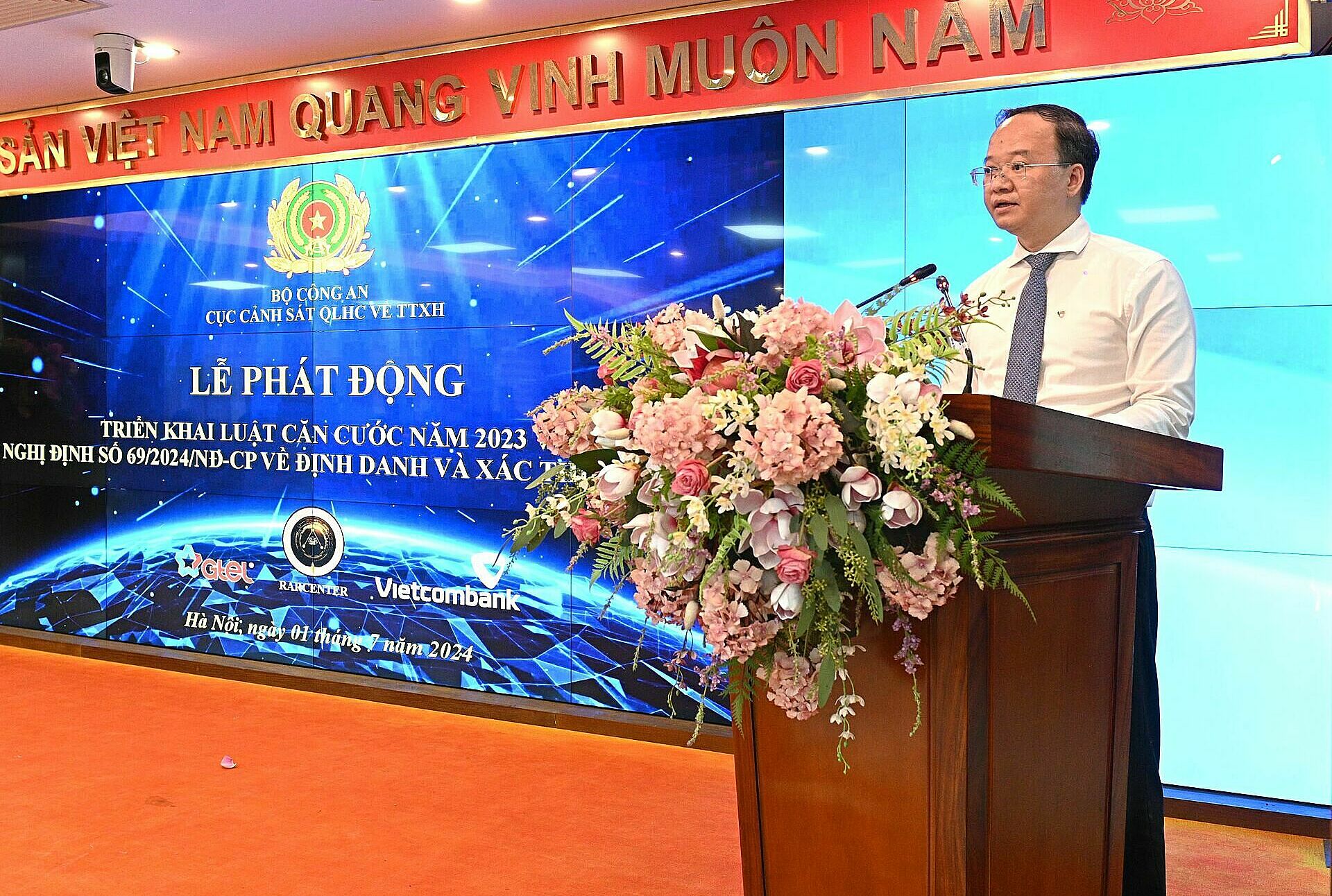 Ông Lê Quang Vinh - Phó Tổng Giám đốc Vietcombank phát biểu tại buổi lễ. Ảnh: Vietcombank