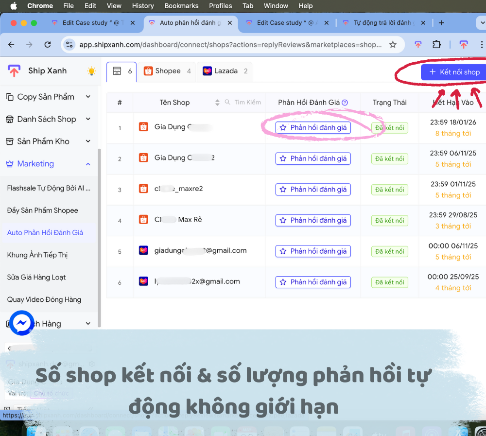 Tự động trả lời đánh giá đơn hàng trên Shopee Lazada TIktok shop